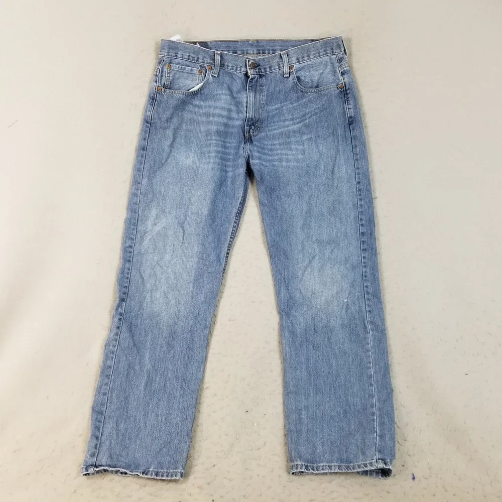 Levi's Jeans Mens 36x32 Blue 505 Regular Fit Straight Leg Light Wash Denim Pants